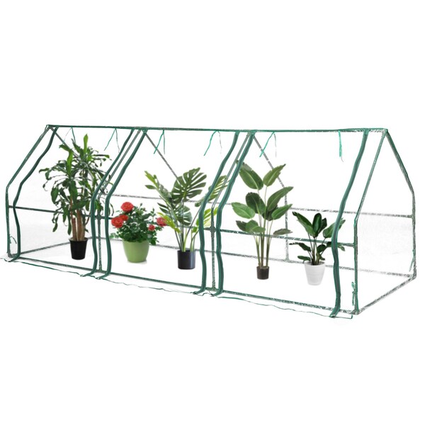 Gardenised Green Outdoor Waterproof Portable Plant Greenhouse with 2 Clear Zippered Windows, Large QI004029.L - main